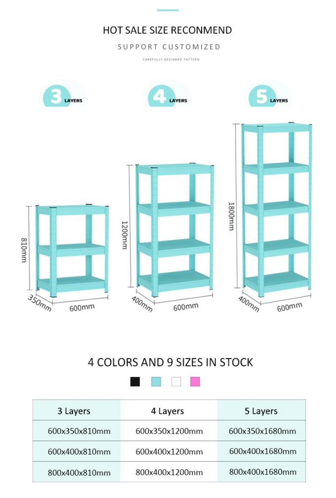 600*400*1200mm 고급 품질은 집에 식당 금속 제품 과중한 업무 선반 4 층 선반 랙을 사용합니다