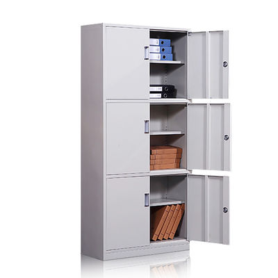 Three Tiers Knock Down Gray Metal Storage Cabinet