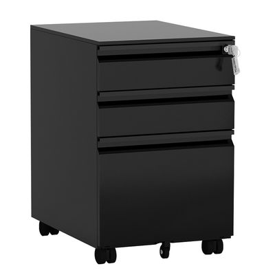 3 Drawer Mobile Metal File Cabinet With Lock